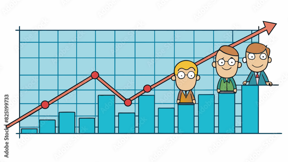 Poster A line graph tracking the fluctuation of stock prices for a specific company over the past five years. The horizontal axis represents time with each. Cartoon Vector.