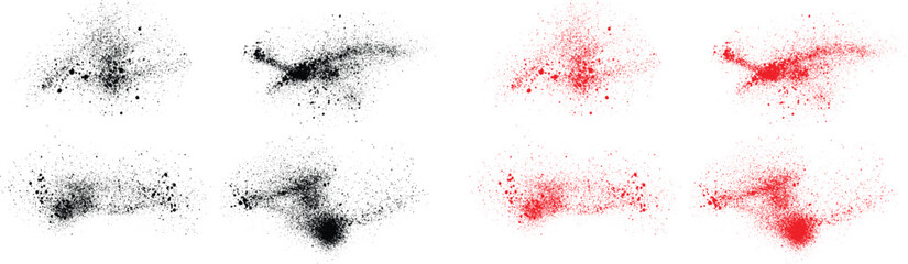 Collection of grunge paint black and red color blood brush stroke. Ink vector brush stroke splatter