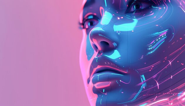 3D rendering of a female face. Futuristic concept.