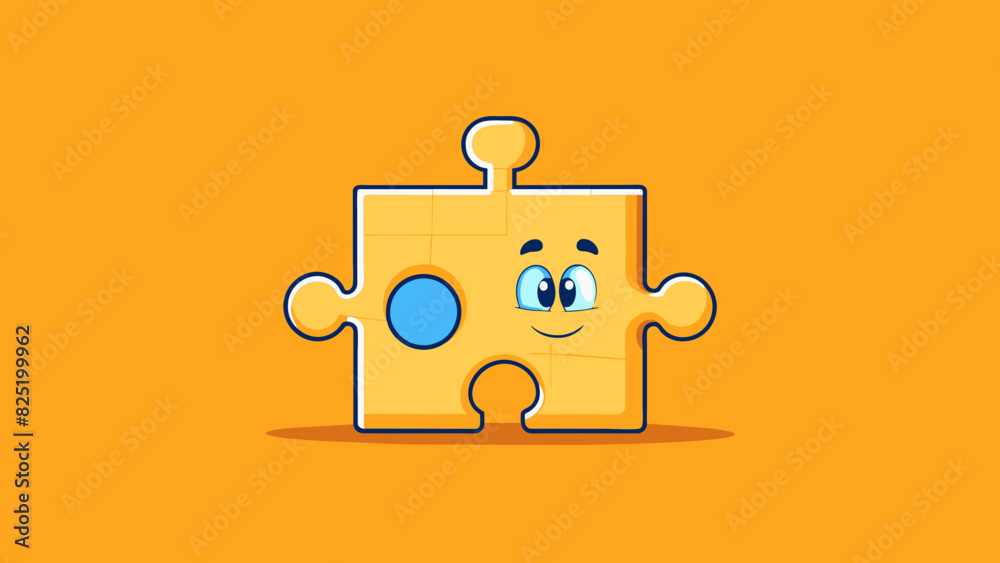 Poster A loose puzzle piece unable to fit into the correct spot and disrupting the overall picture.. Cartoon Vector.