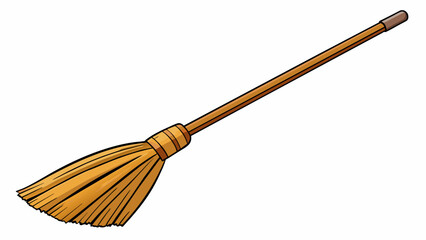 A long wooden stick with bristles on one end used for sweeping and cleaning.. Cartoon Vector.