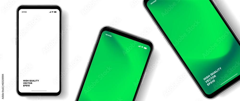 Aufkleber Realistic smartphone mockup. Mobile phone vector with isolated on white background. Device front view. 3D mobile phone with shadow. Realistic, high quality smart phone mockup for ui ux presentation.