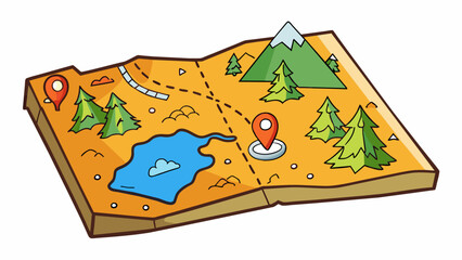 A map is an essential item for hikers and travelers. Its detailed markings and clear legend allow for easy navigation and ensure that one does not get. Cartoon Vector.