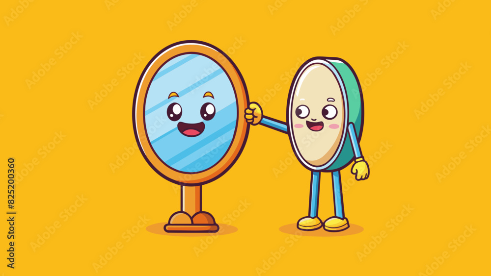 Poster A mirror and its reflection The mirror reflects everything good or bad without judgement. It shows the true and honest reflection but also has the. Cartoon Vector.
