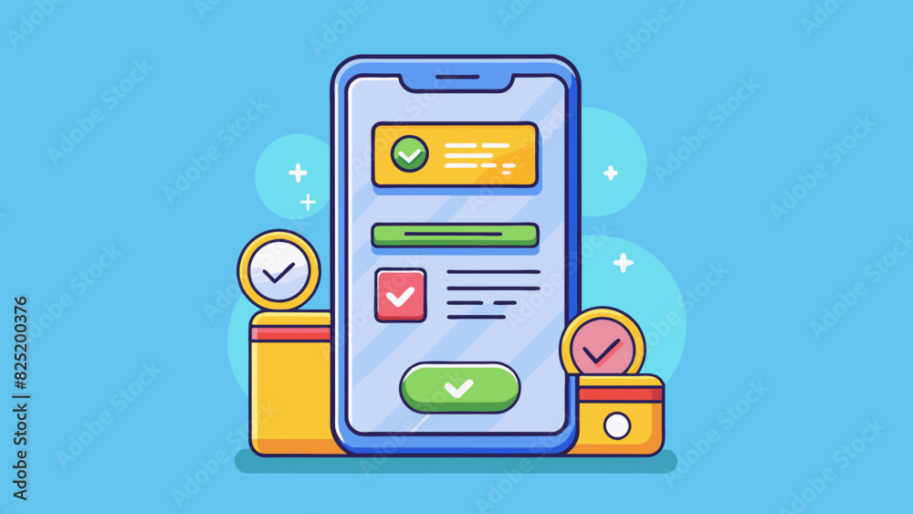 Aufkleber a mobile payment confirmation screen with a colorful and modern design. the total amount paid and th