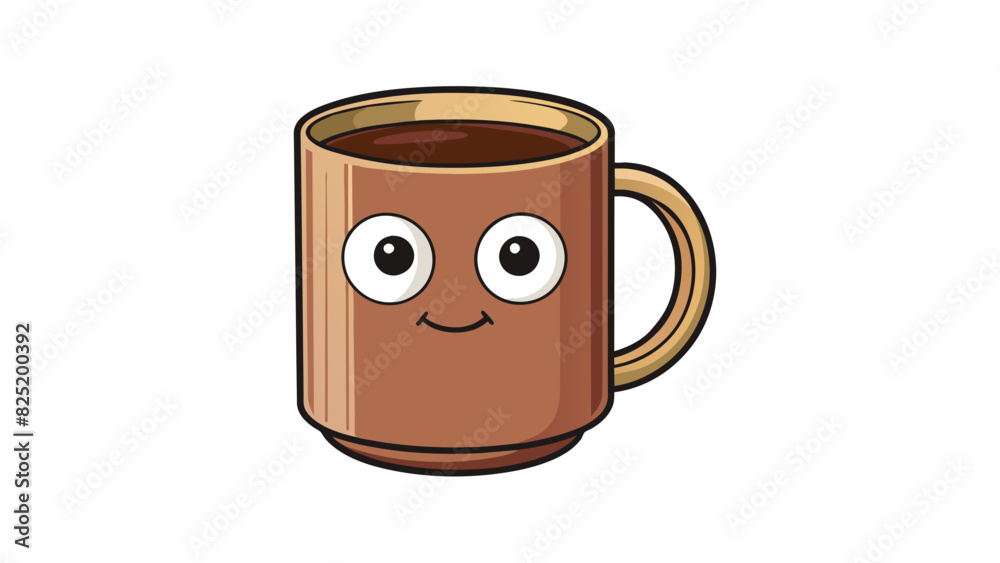 Aufkleber A minimalist coffee mug with a simple handle and a matte finish creating a sense of simplicity and understated elegance.. Cartoon Vector.