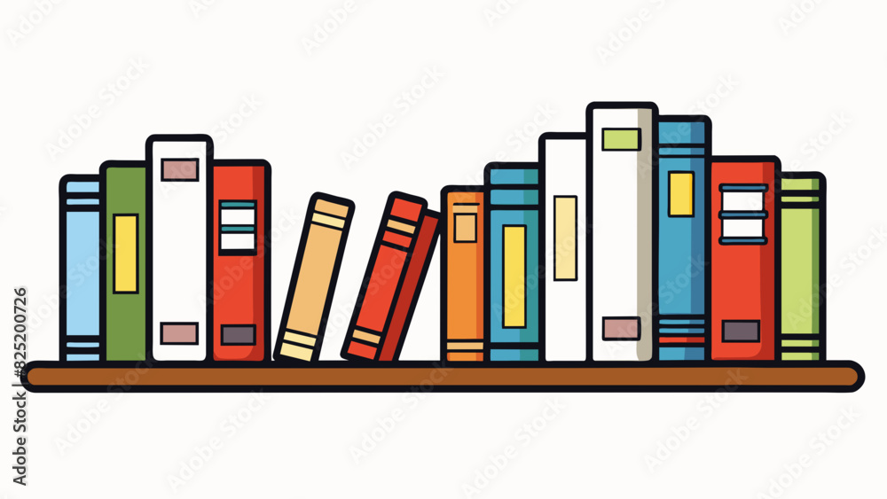 Poster a neat and organized arrangement of books on a shelf with each spine facing out and grouped accordin