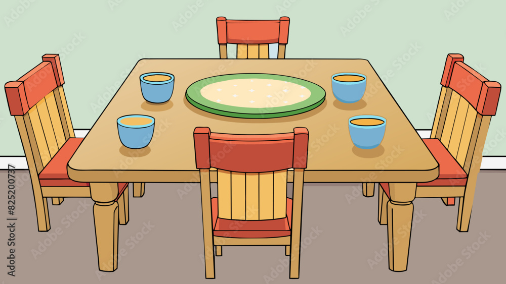 Poster An appropriate dining table should have a sy and level surface enough seating for all family members and a neutral color that can easily match various. Cartoon Vector.
