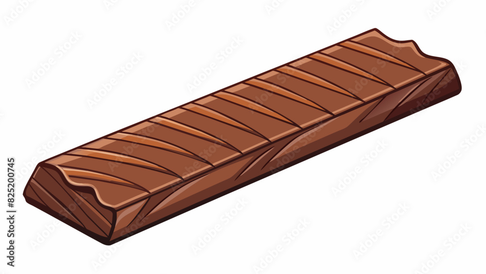 Poster A narrow elongated piece of chocolate with a ridged texture on one side and a smooth shiny surface on the other. It is often used as a topping for ice. Cartoon Vector.