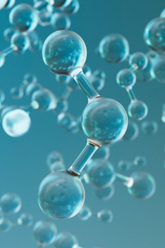 3D Render of Floating Water Molecule Network