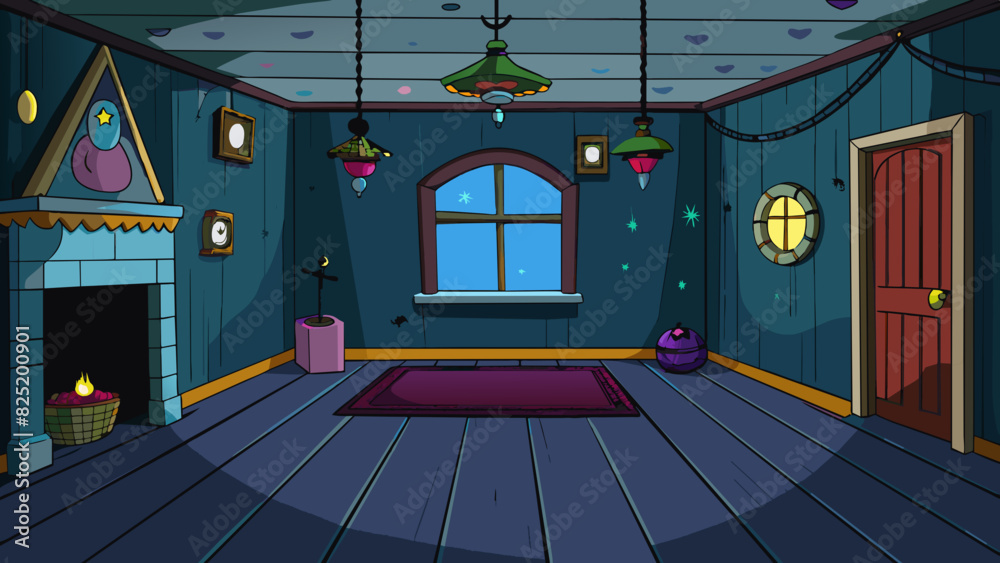 Poster an empty dark room with no furniture decorations or sources of light.. cartoon vector.