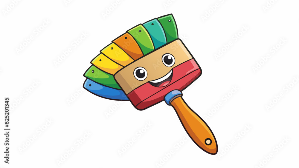 Poster A paintbrush dipped in different colors mixing together to create a new shade. The brush and the colors all have their own qualities but when combined. Cartoon Vector.