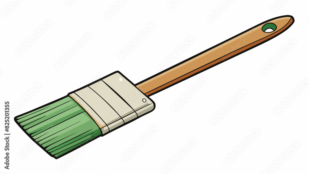 Poster A paintbrush is a means of applying paint to a surface and is made of a long handle with bristles attached at the end. The bristles can vary in length. Cartoon Vector.