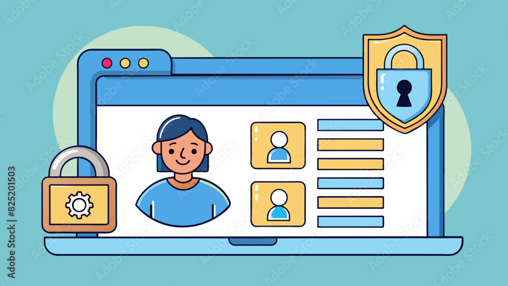 Poster A passwordprotected account on a website enabling secure access and protection of personal information.. Cartoon Vector.