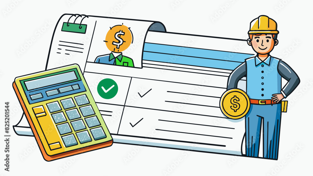 Aufkleber a paycheck stub with calculations and deductions neatly printed showing the employees worked hours a
