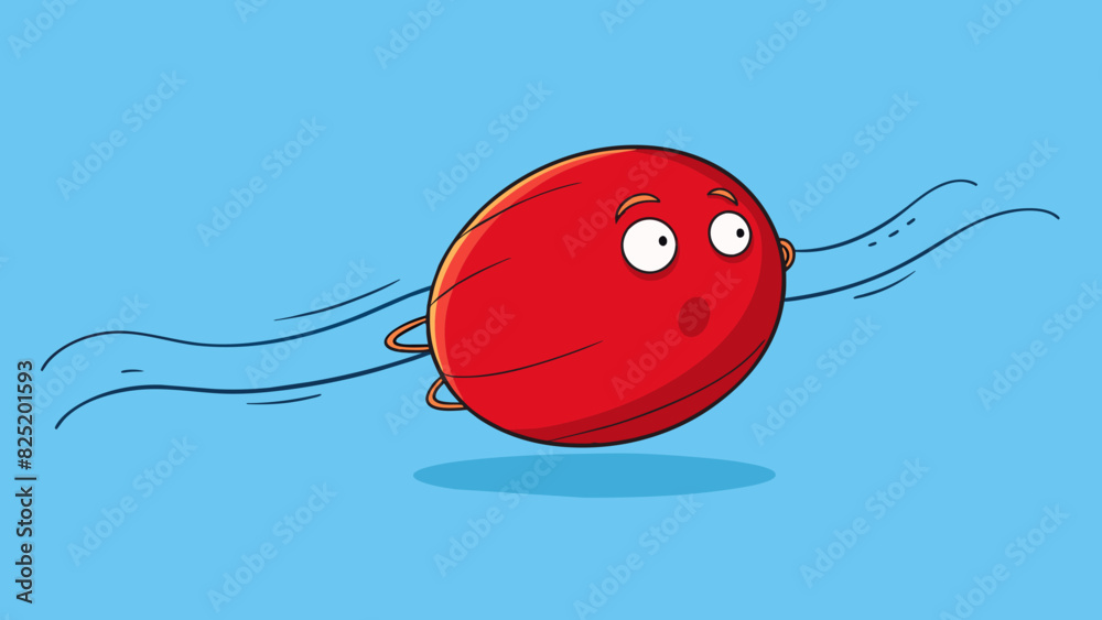 Aufkleber A perfectly round red balloon floating through the air bouncing lightly with each gust of wind.. Cartoon Vector.