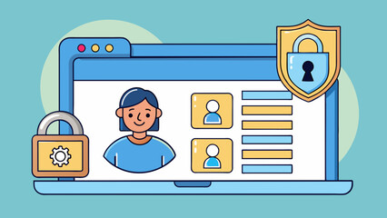 A passwordprotected account on a website enabling secure access and protection of personal information.. Cartoon Vector.