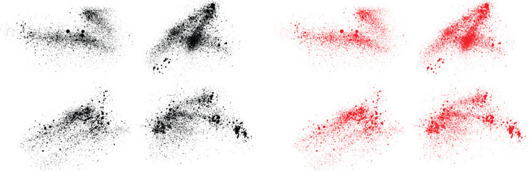 Scratches blood vector black and red color splash grunge texture background set. Abstract ink vector brush background