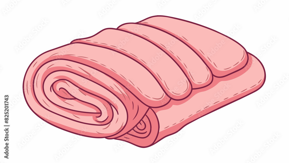 Poster a piece of cloth made from thick fuzzy fibers in a light shade of pink. it provides warmth and comfo