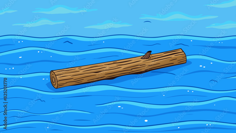 Aufkleber a piece of driftwood floating aimlessly in the vast ocean carried by the tides without any restricti