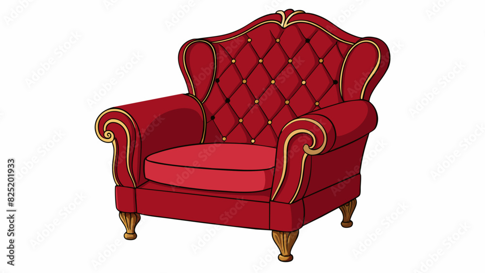 Poster a plush velvet armchair with a deep red color and intricate embroidered patterns on the backrest. th
