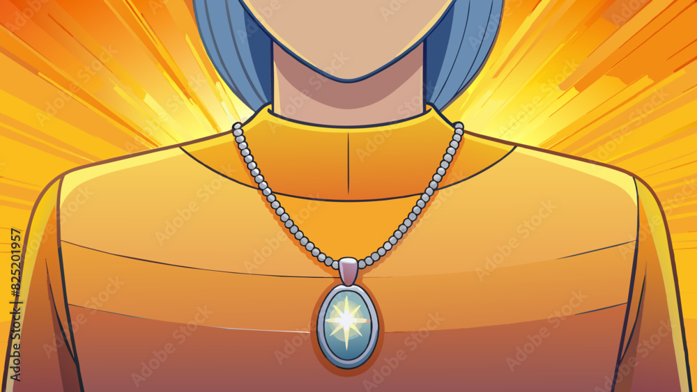 Poster a polished silver necklace dangling from a womans neck each link reflecting the soft warm glow of th