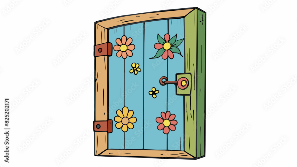 Poster a quaint floralpainted door on a rustic cottage swung open with ease the creaking hinges adding char