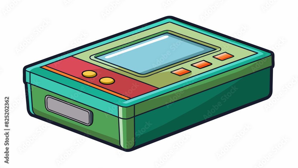 Fototapete A rectangular box with a hinged lid and a small digital display on one side. It has a sleek modern design and automatically dispenses a single item at. Cartoon Vector.