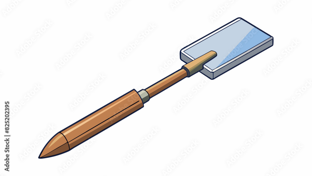 Fototapete A rectangular metal tool with a sharp pointed end and a flat ridged edge. It has a sy handle for gripping and is used for digging in soil.. Cartoon Vector.