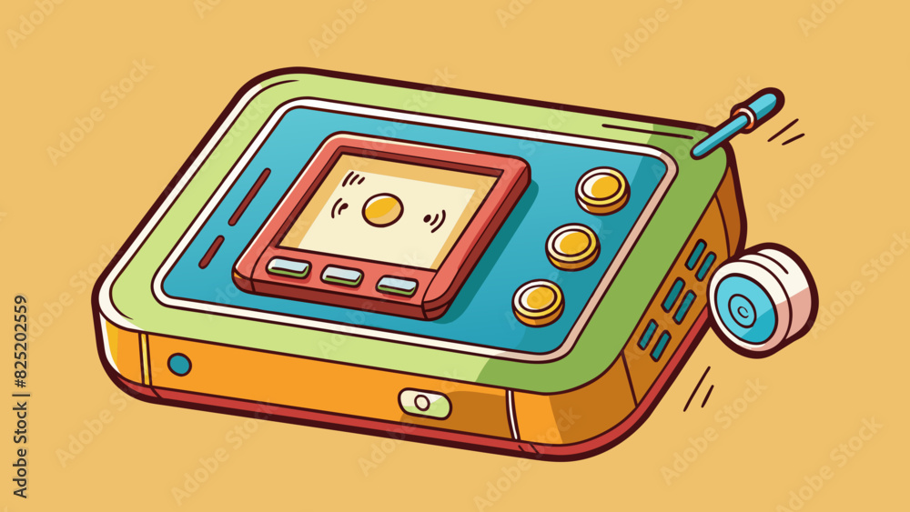 Fototapete A ringing phone This object is rectangular in shape with a speaker and a small screen on one side and buttons on the other. It emits a loud ringing. Cartoon Vector.