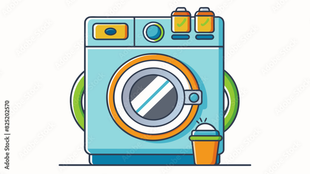 Poster A reliable and efficient washing machine with multiple washing cycle options large capacity and energysaving features for pristine and ecofriendly. Cartoon Vector.