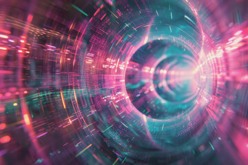 Obraz premium An image on a physics theme in pink and green, blurry, as a background for a slide.