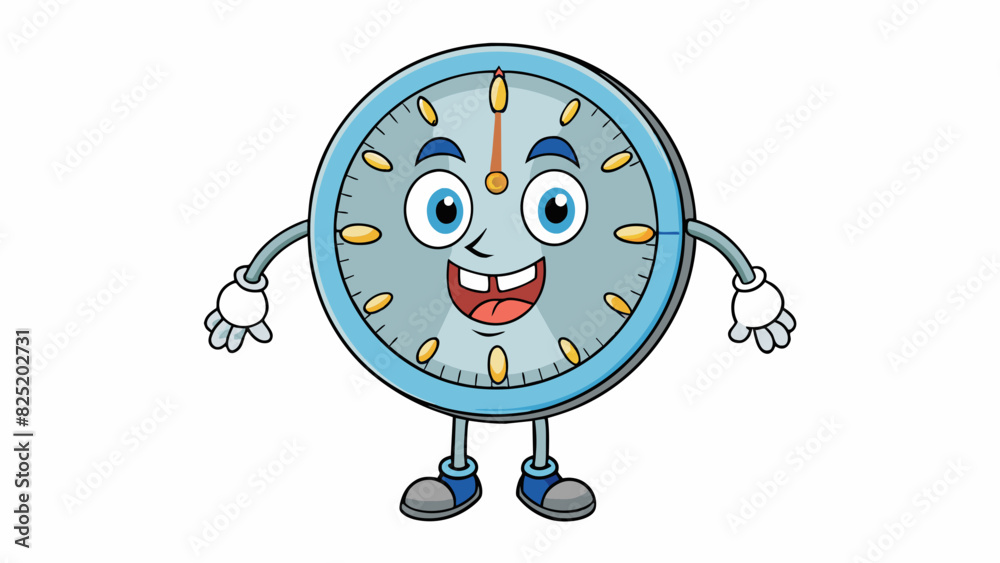Poster A round metal object with two hands and numbers around the edge used to tell time.. Cartoon Vector.