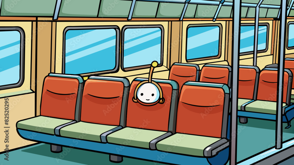Poster A seat on an empty bus the only one not occupied by any passengers.. Cartoon Vector.