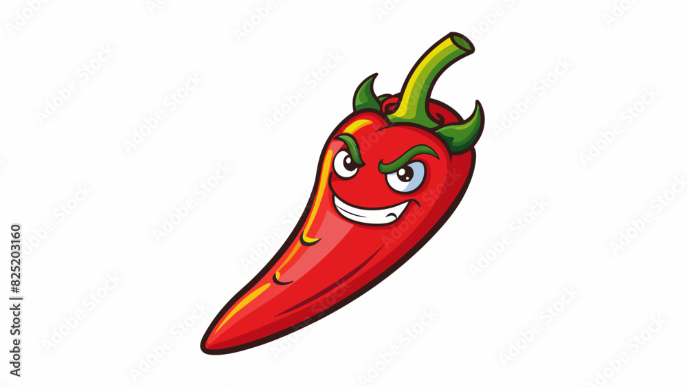 Poster A sharp y red pepper with a pointed end and a bold fiery flavor that packs a punch.. Cartoon Vector.