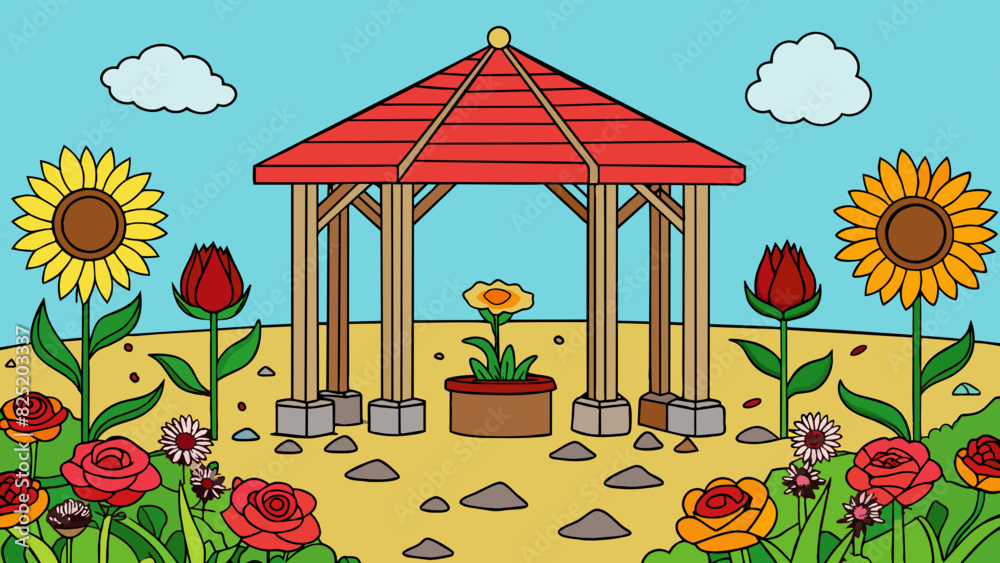 Poster as i entered the garden the crunching of gravel underfoot could be heard. a colorful array of flower