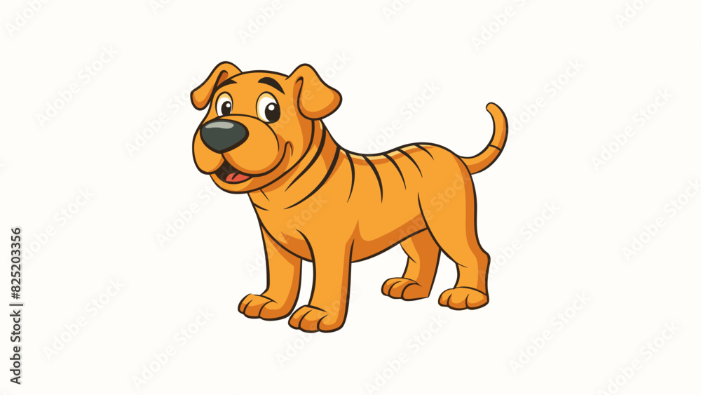 Poster a short and stout dog with a wrinkled snout and floppy ears known for its gentle and friendly nature