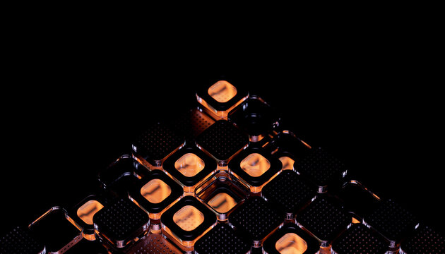 Abstract high-tech background with metal square blocks