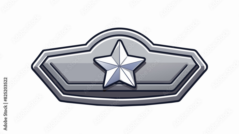Poster a sleek and modern plaque made of shiny silver metal with a raised star design in the center. the ed