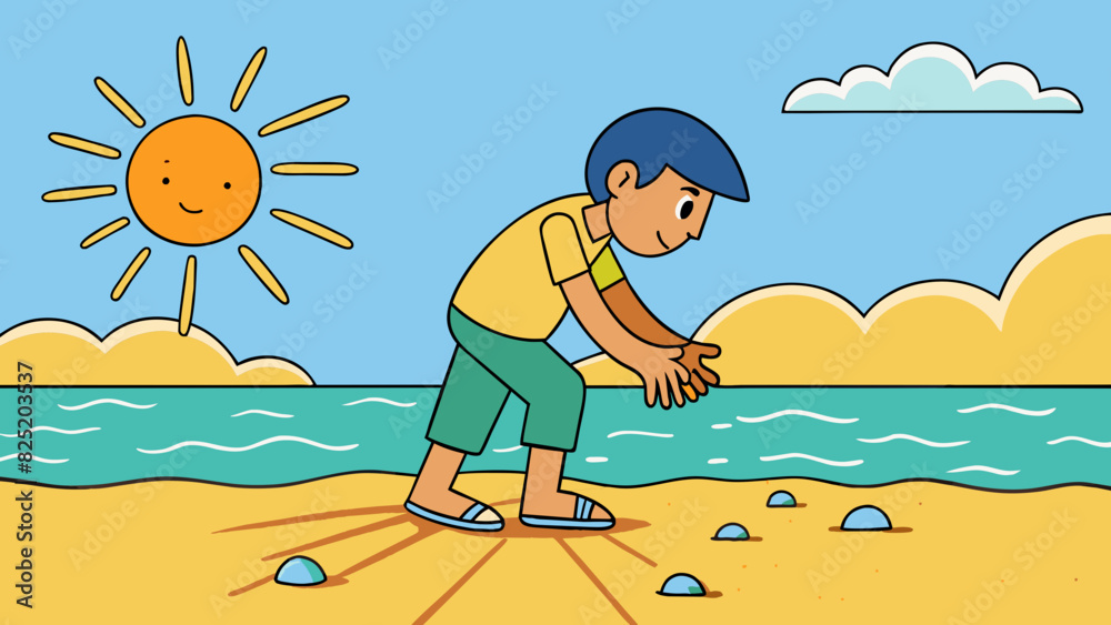 Poster as i stepped onto the sandy beach the warm sun beat down on my skin and i could feel the soft grains