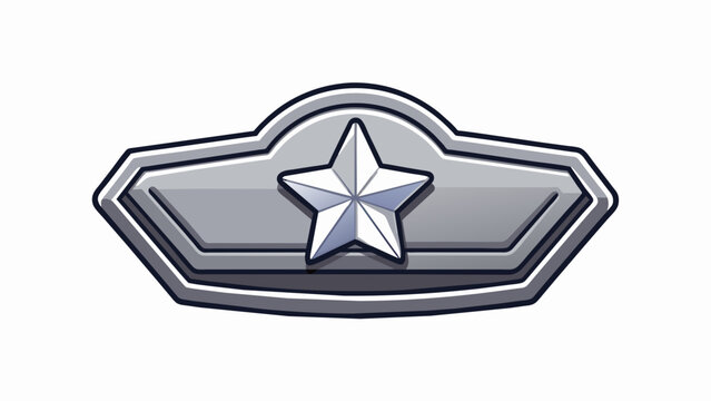A sleek and modern plaque made of shiny silver metal with a raised star design in the center. The edges of the plaque are beveled giving it a polished. Cartoon Vector.