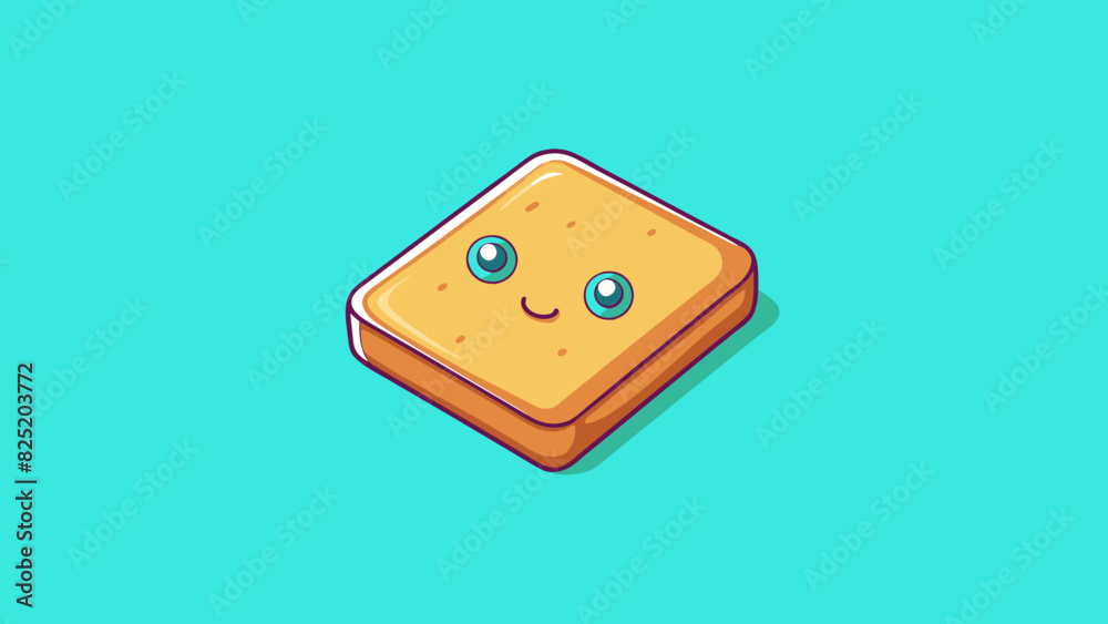 Aufkleber A small flat object with a square shape and a small indentation in the center.. Cartoon Vector.