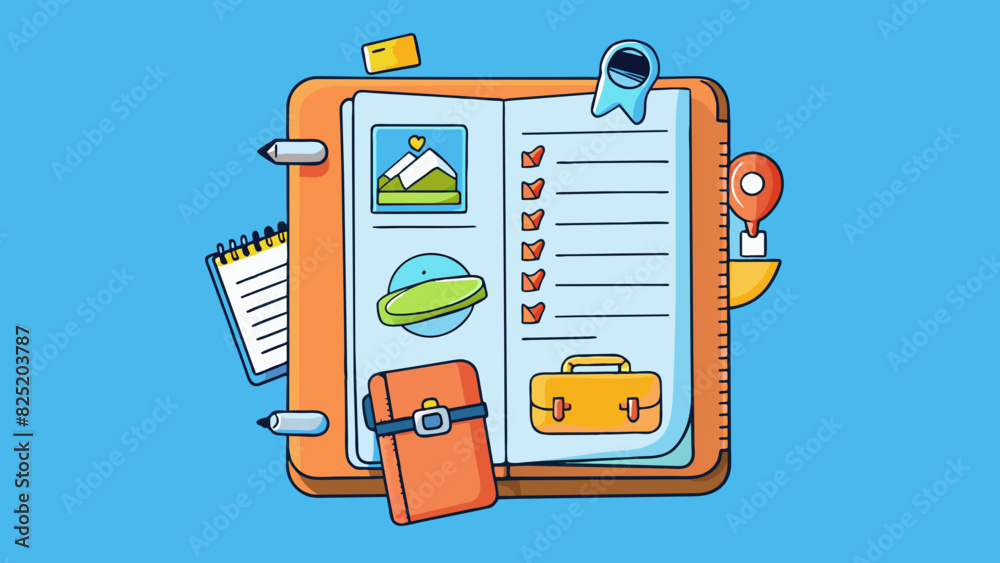 Aufkleber a small notebook kept by a traveler to track expenses and budget during a trip. the pages are divide