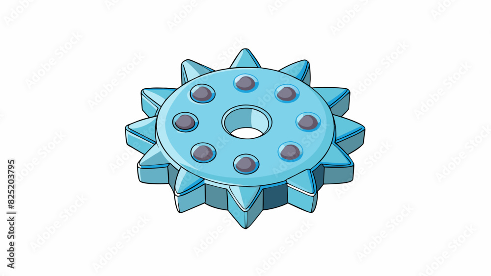 Poster A small plastic object with multiple sharp edges arranged in a circular pattern. It is used for ting things like paper or fabrics.. Cartoon Vector.