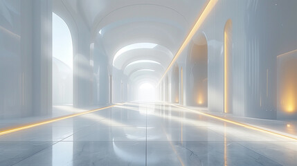 there is a long hallway with a light at the end - Powered by Adobe