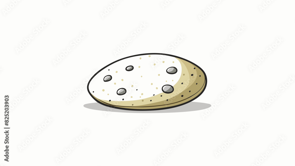 Poster A small round pebble found on the shore had a smooth surface and a pale creamy color with tiny speckles of black and grey.. Cartoon Vector.