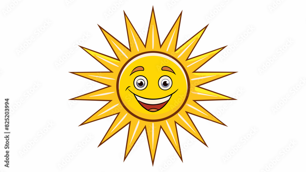 Poster A smiling sun with a bright yellow circle and orange rays emanating from it. The happy expression indicates a positive answer or agreement.. Cartoon Vector.