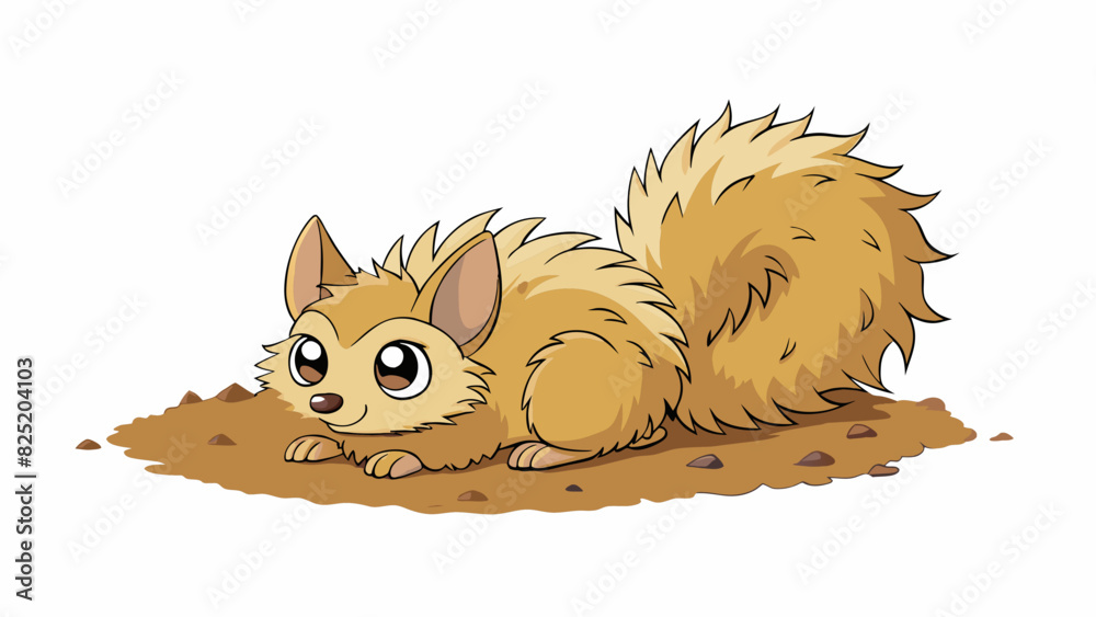 Aufkleber A soft furry creature with pointy ears and a long fluffy tail. It loves to play and cuddle with its owners and has a habit of burying objects in the. Cartoon Vector.