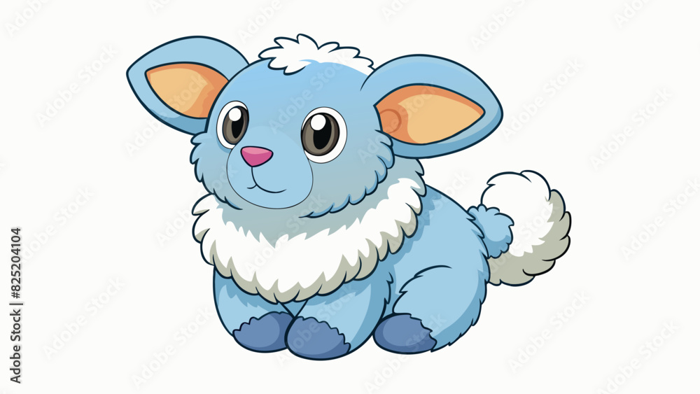 Poster A soft fluffy stuffed animal with long floppy ears and button eyes.. Cartoon Vector.