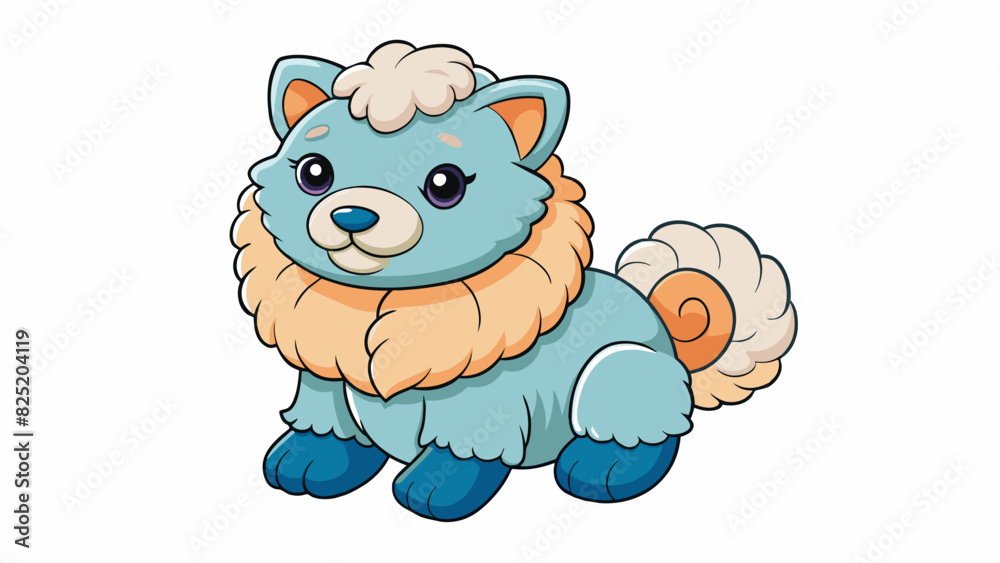 Poster A soft fluffy item made of fabric and filled with small plush materials used for cuddling.. Cartoon Vector.
